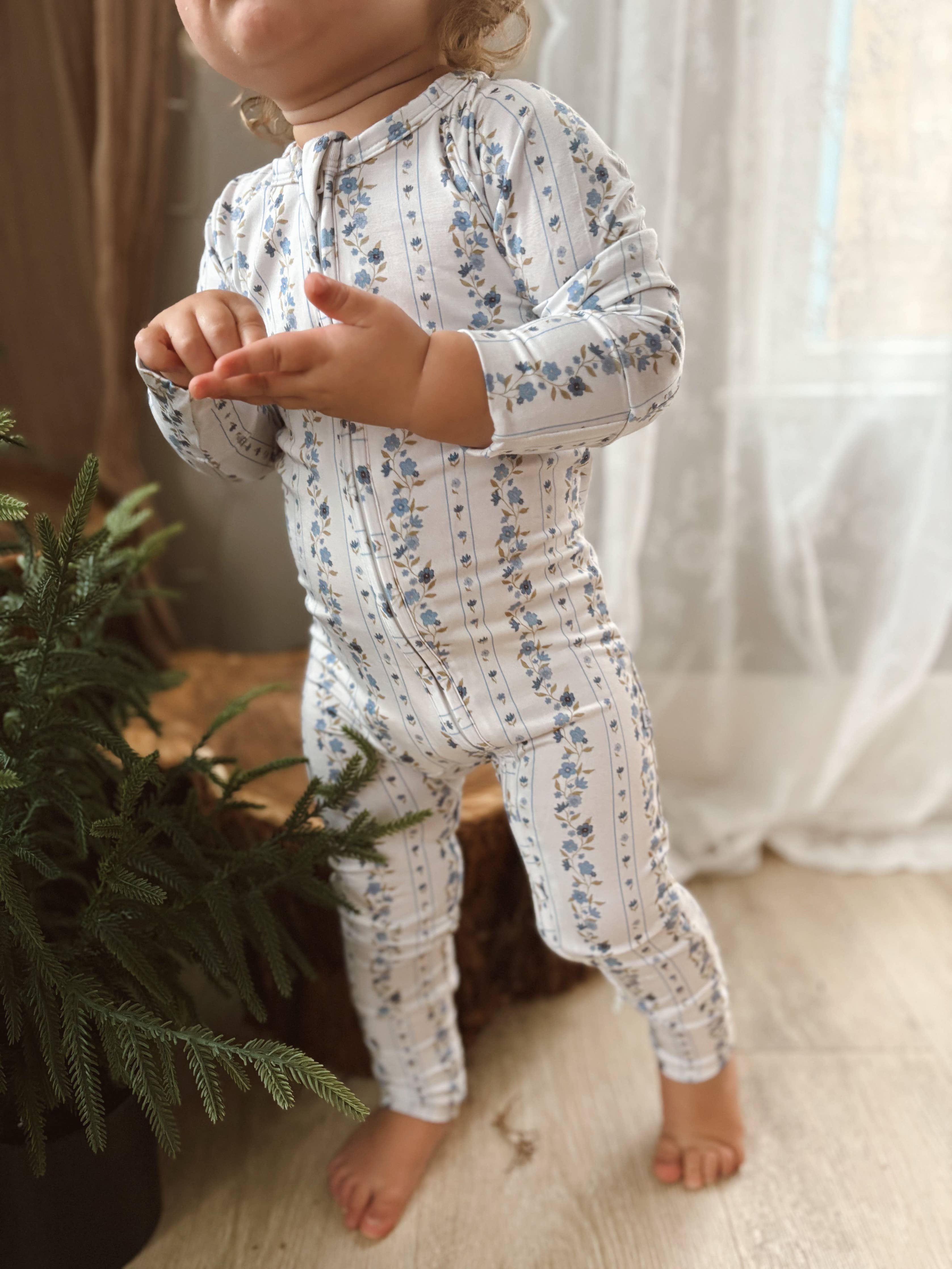 Winter Floral Zipper Pajamas