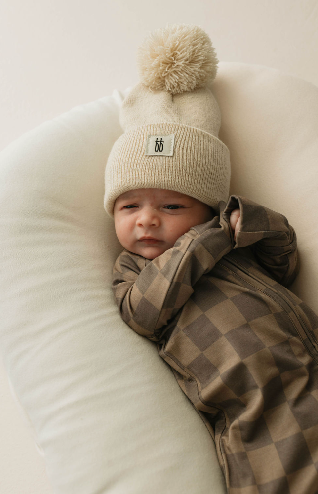 Brown Checkerboard Zip Pajamas