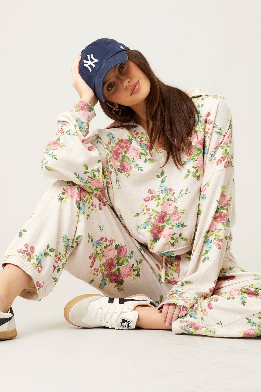 Saylor Floral Terry Joggers in Oatmeal