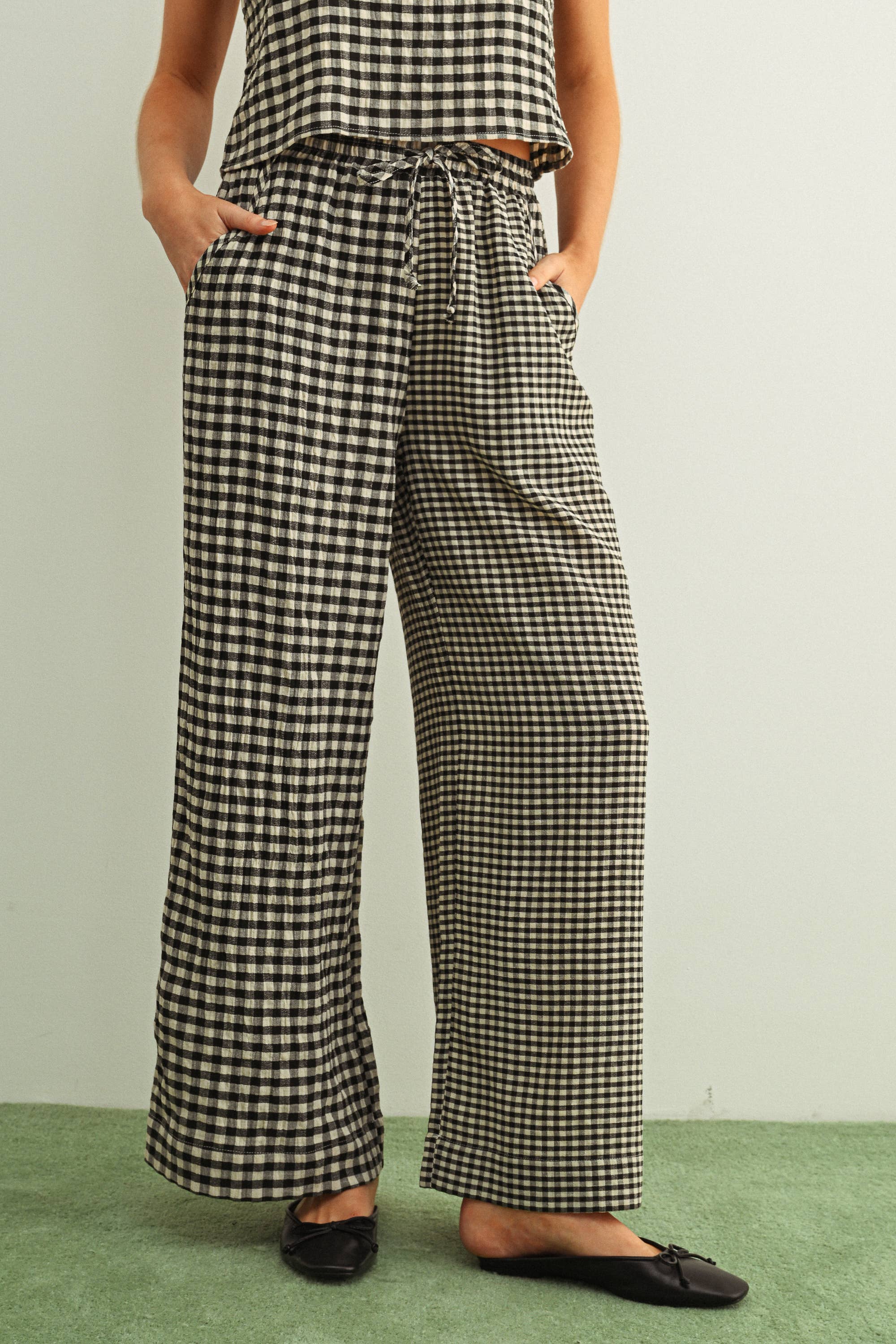 Cooper Gingham Pants in Black