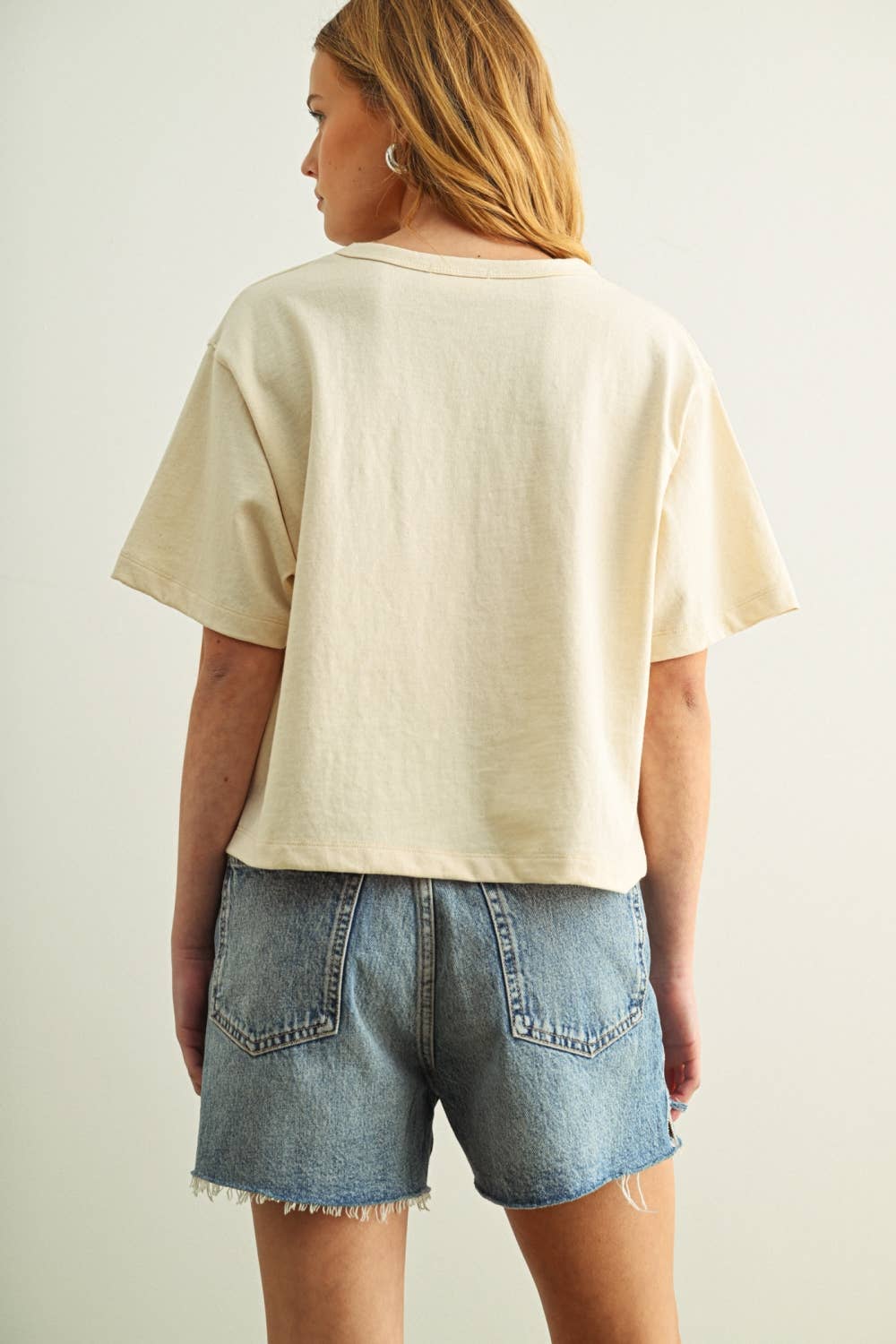 Lena Linen Knit Crew Top in Oatmeal