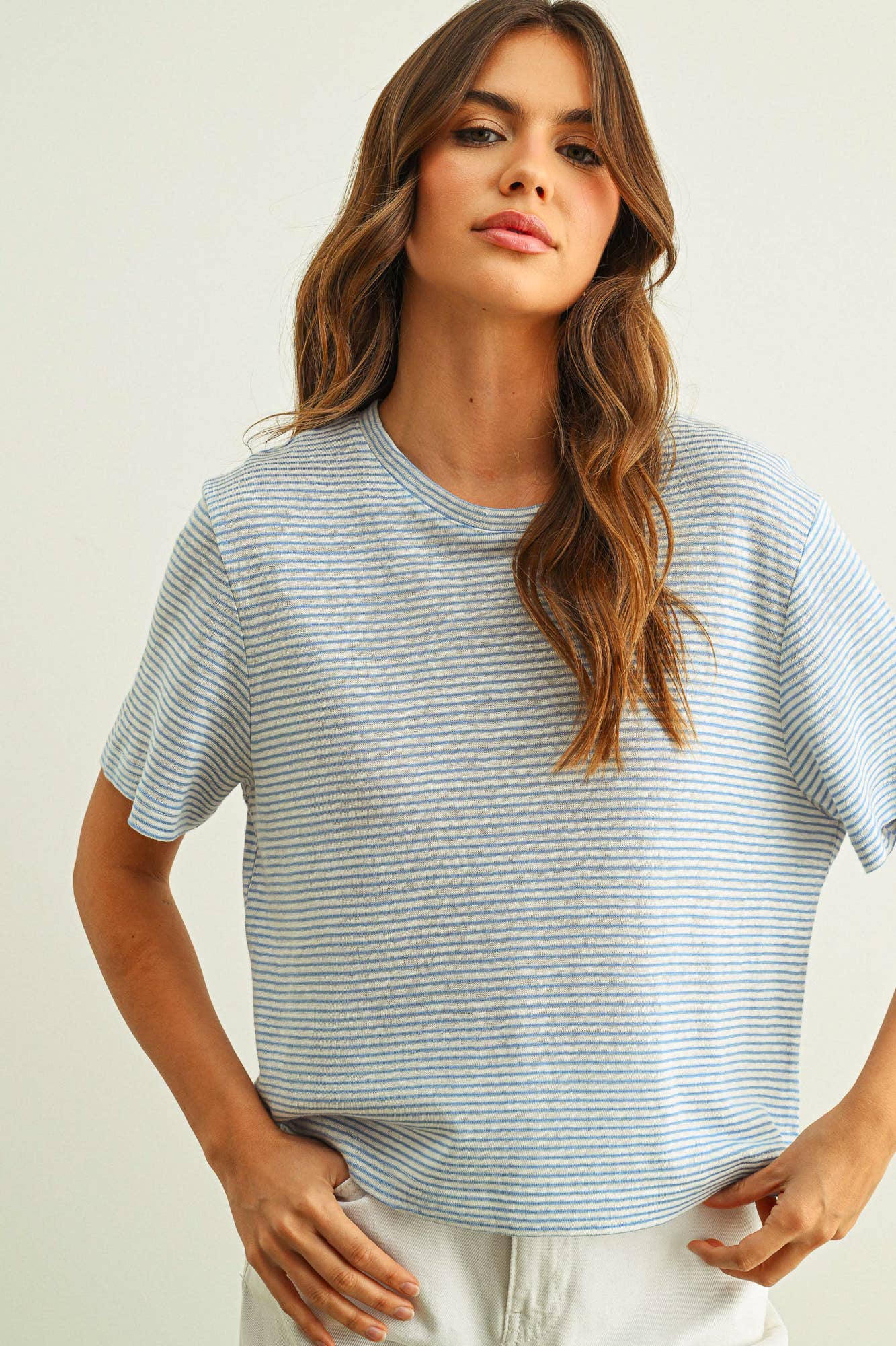 Sailor Stripe Slub Knit Top in Blue