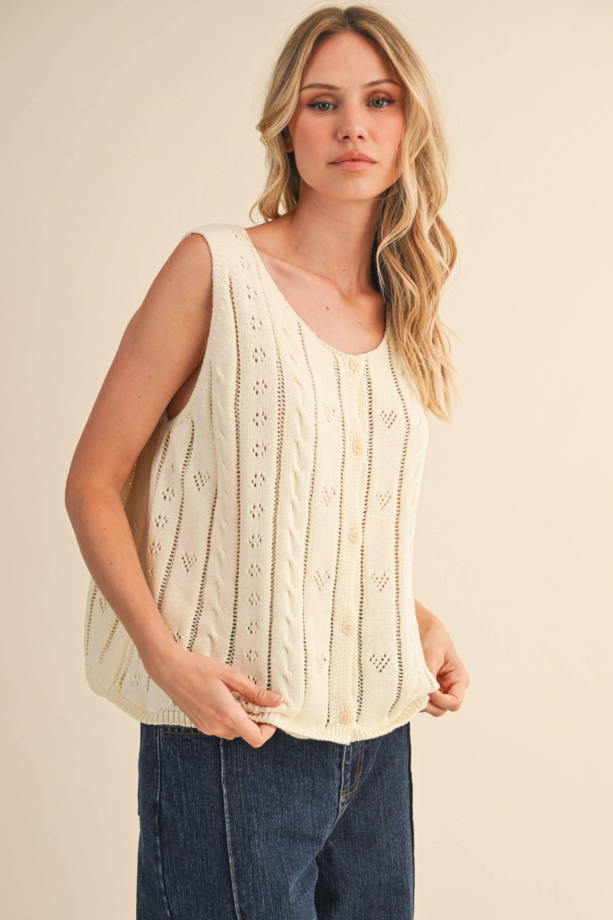 Elodie Heart Knit Sweater Vest
