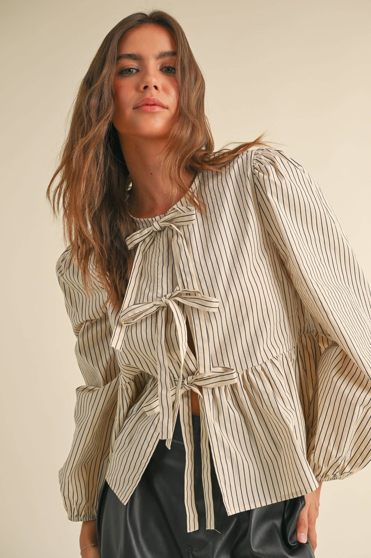 Paige Striped Tie Front Blouse