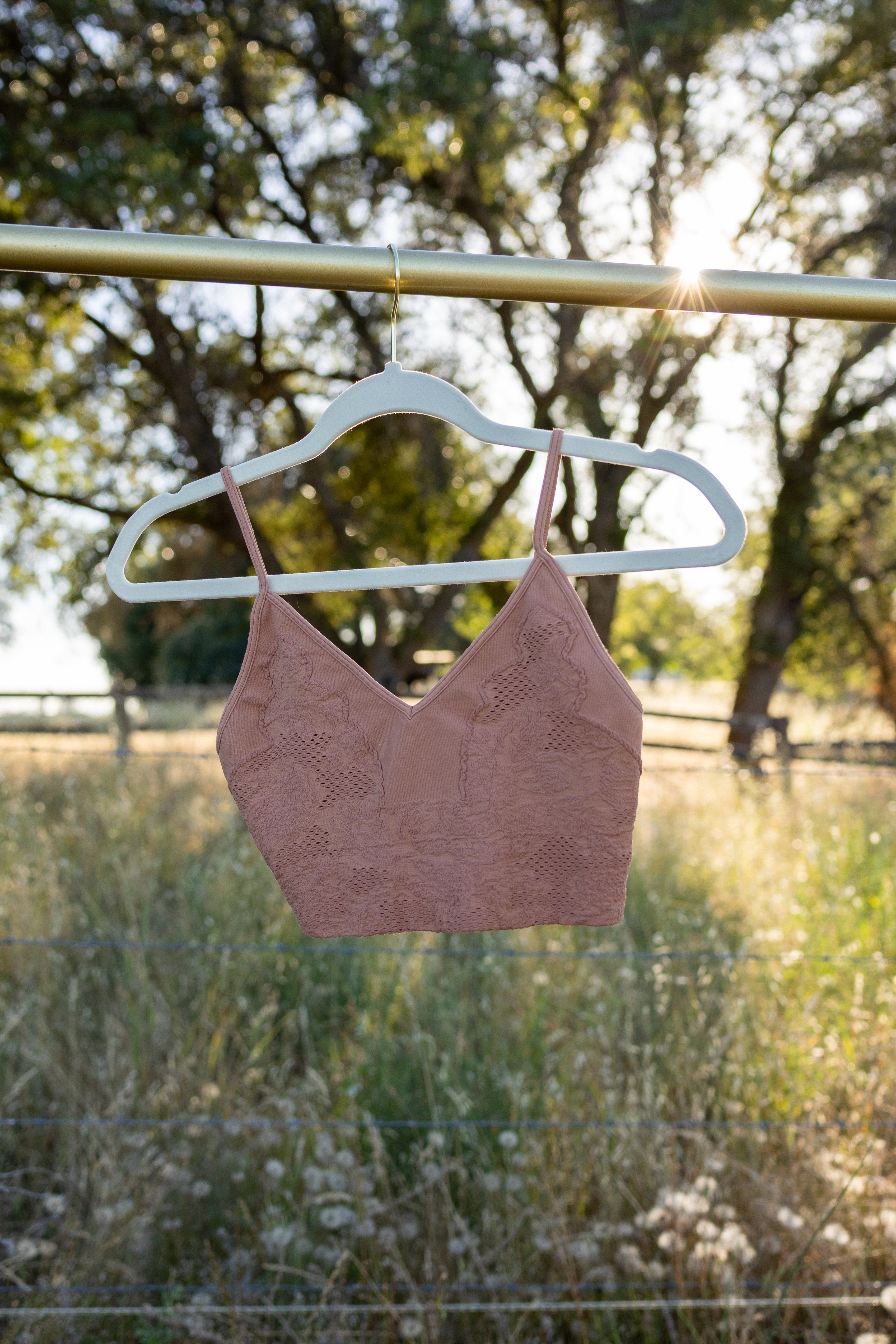 Lace Embroidered Bralette in Mocha Mousse