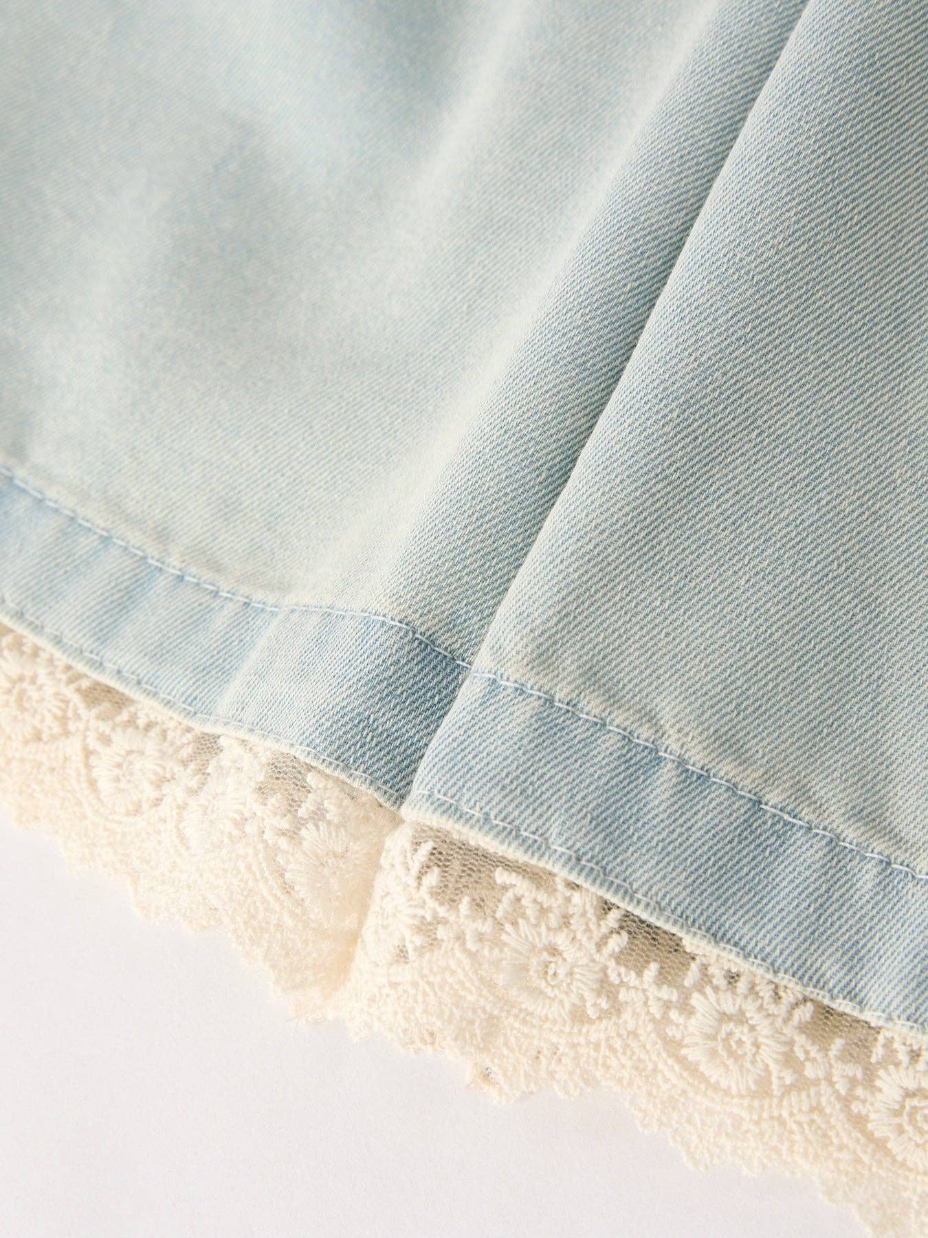 Summer Light Denim Lace Girls Set
