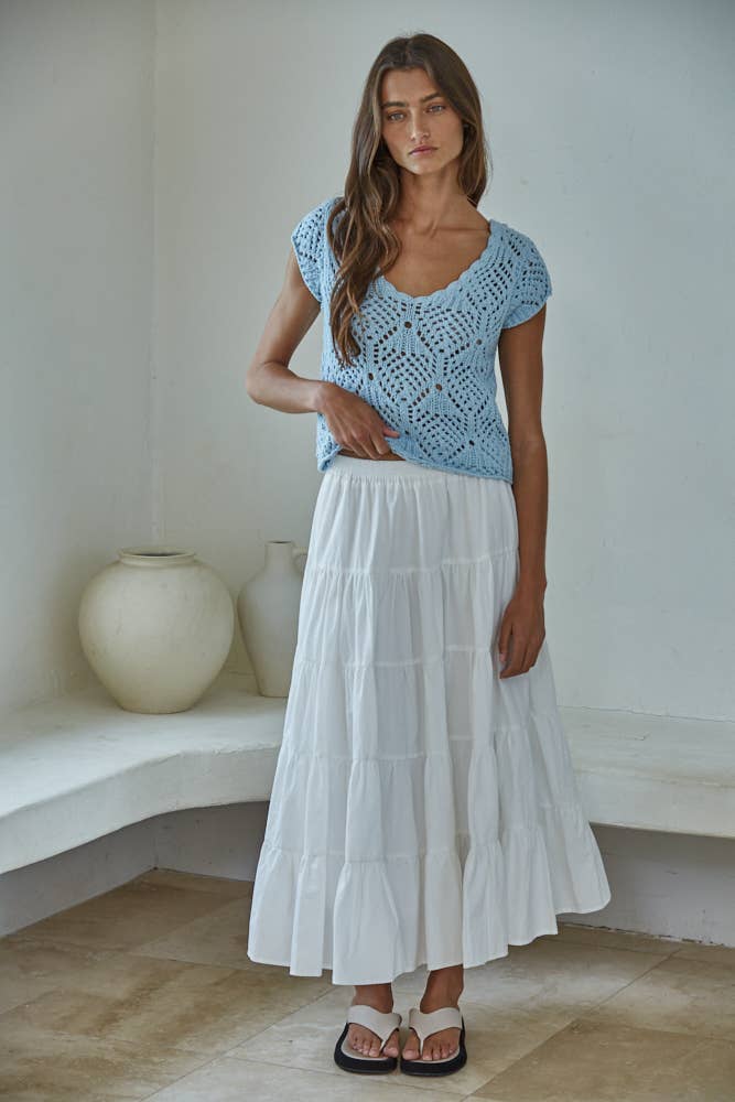 Kova Cotton Crochet V-Neck Top