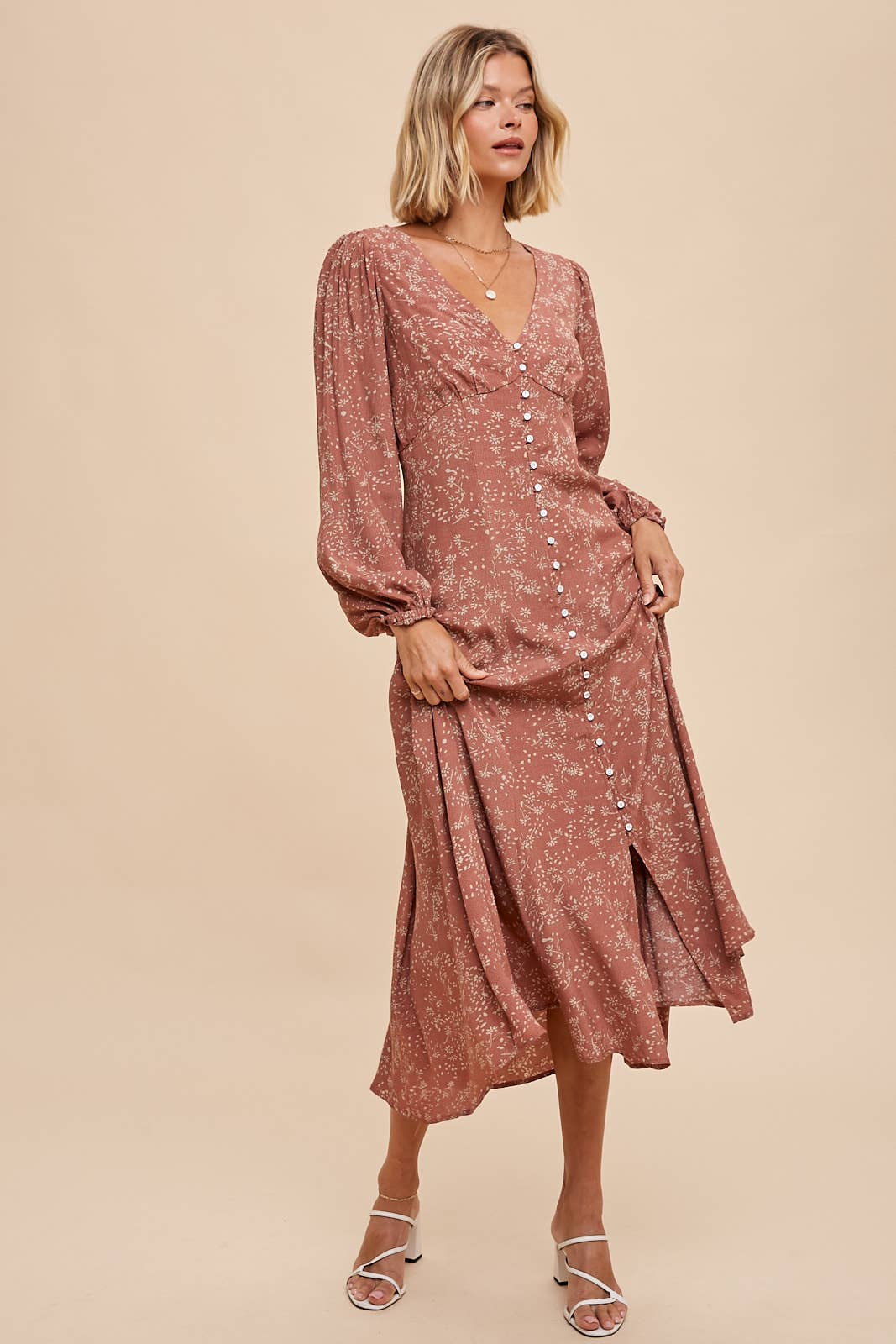 Rosewood Floral Button Down Dress
