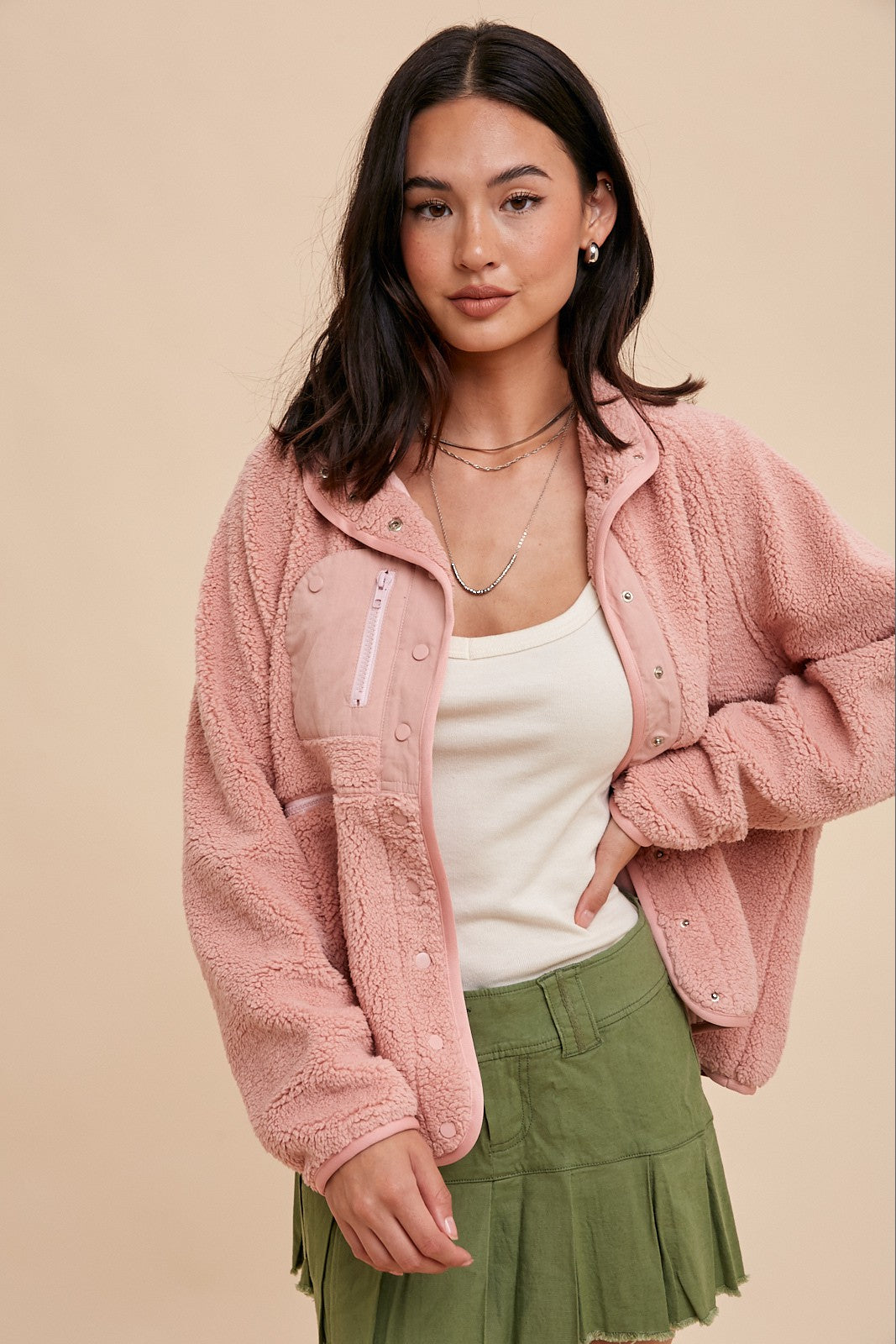 California Sherpa Jacket in Pink