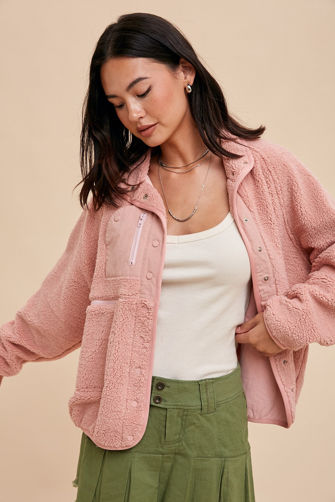 California Sherpa Jacket in Pink