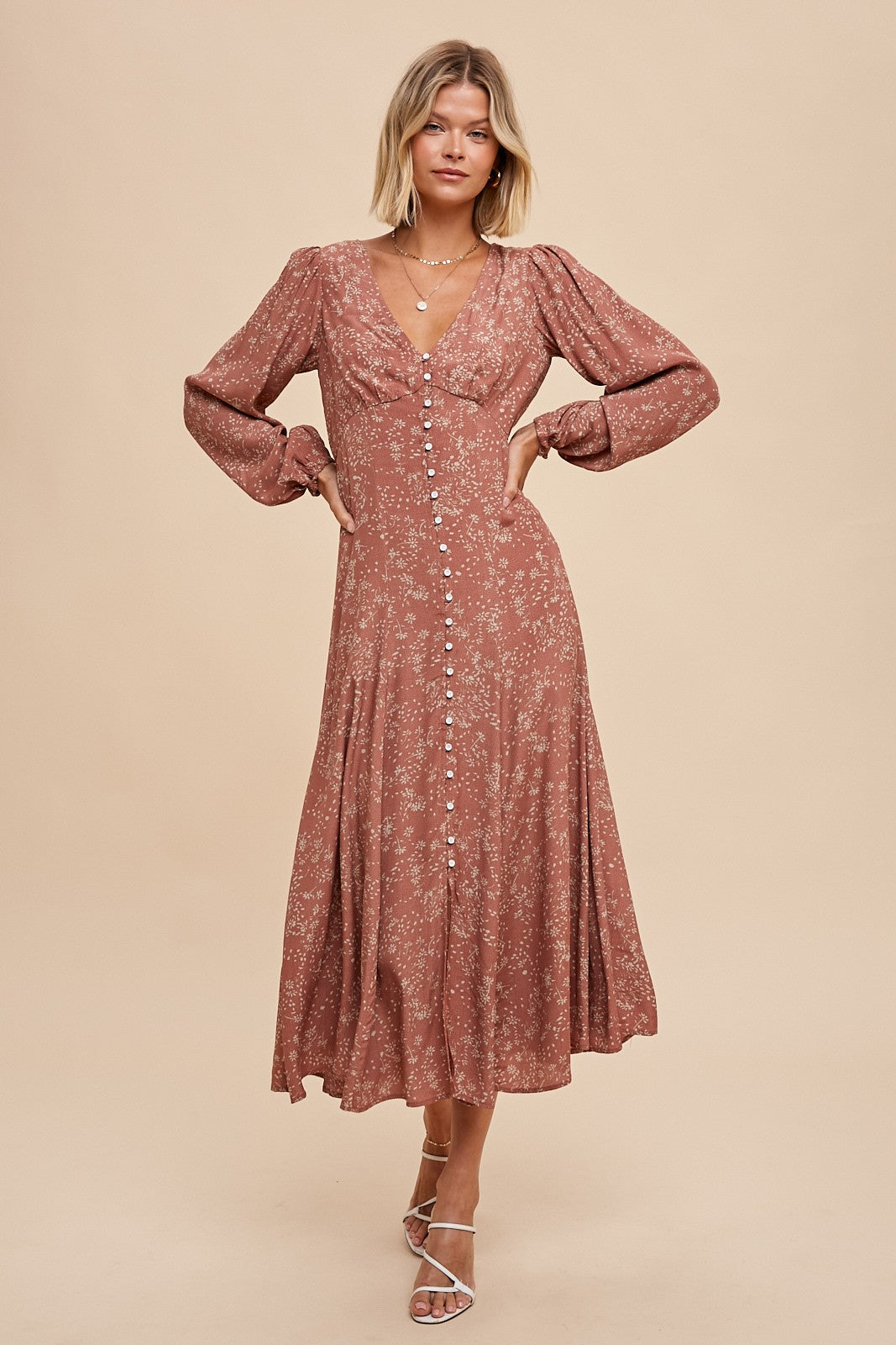 Rosewood Floral Button Down Dress