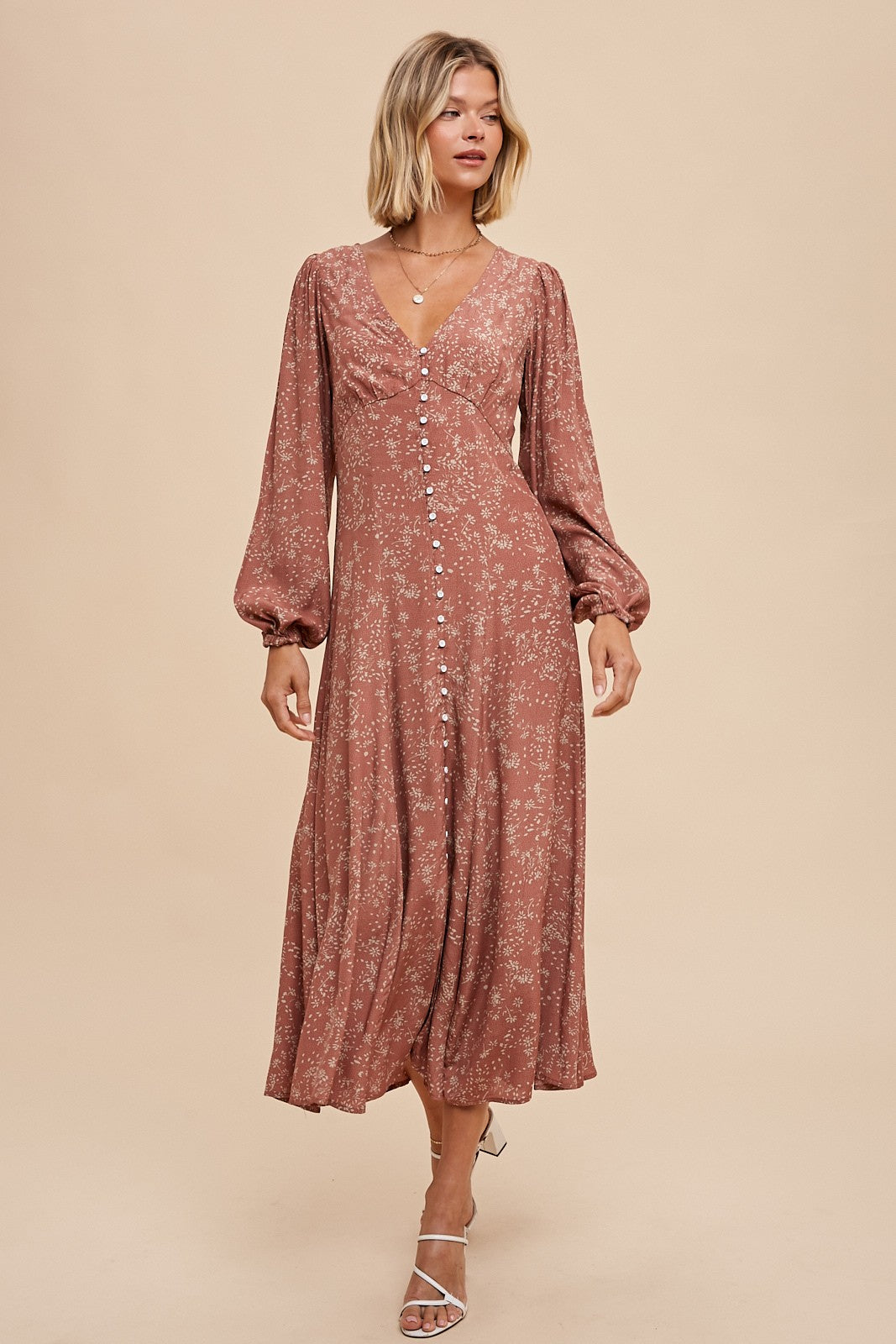 Rosewood Floral Button Down Dress