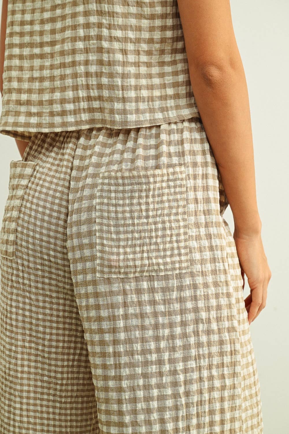 Cooper Gingham Pants in Beige