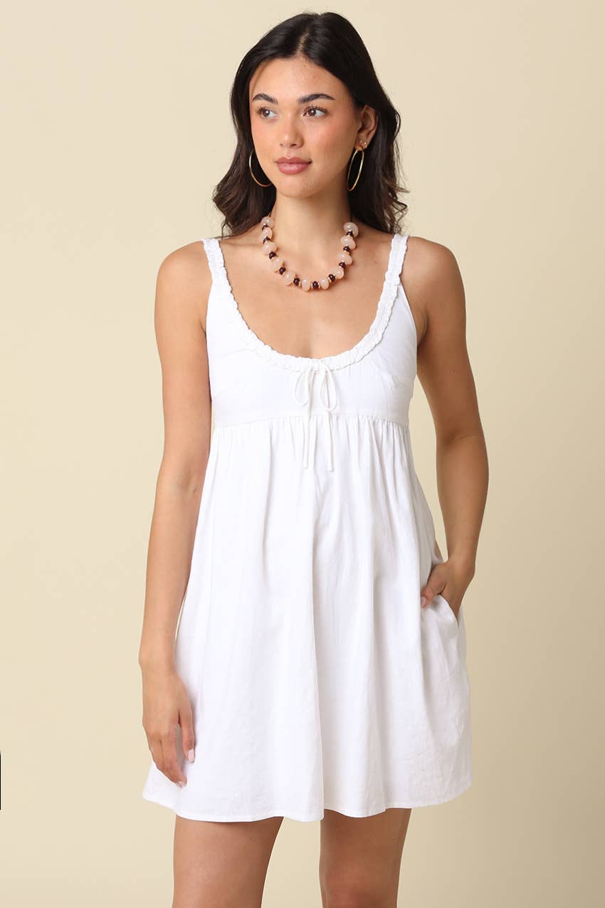 womens white babydoll dress Ethel Babydoll Tie Mini Dress Large