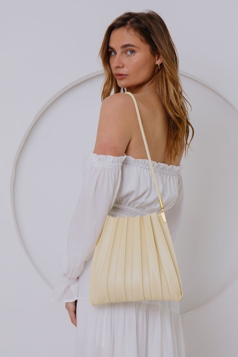 Carrie Key Lime Pleated Vegan Shoulder Bag