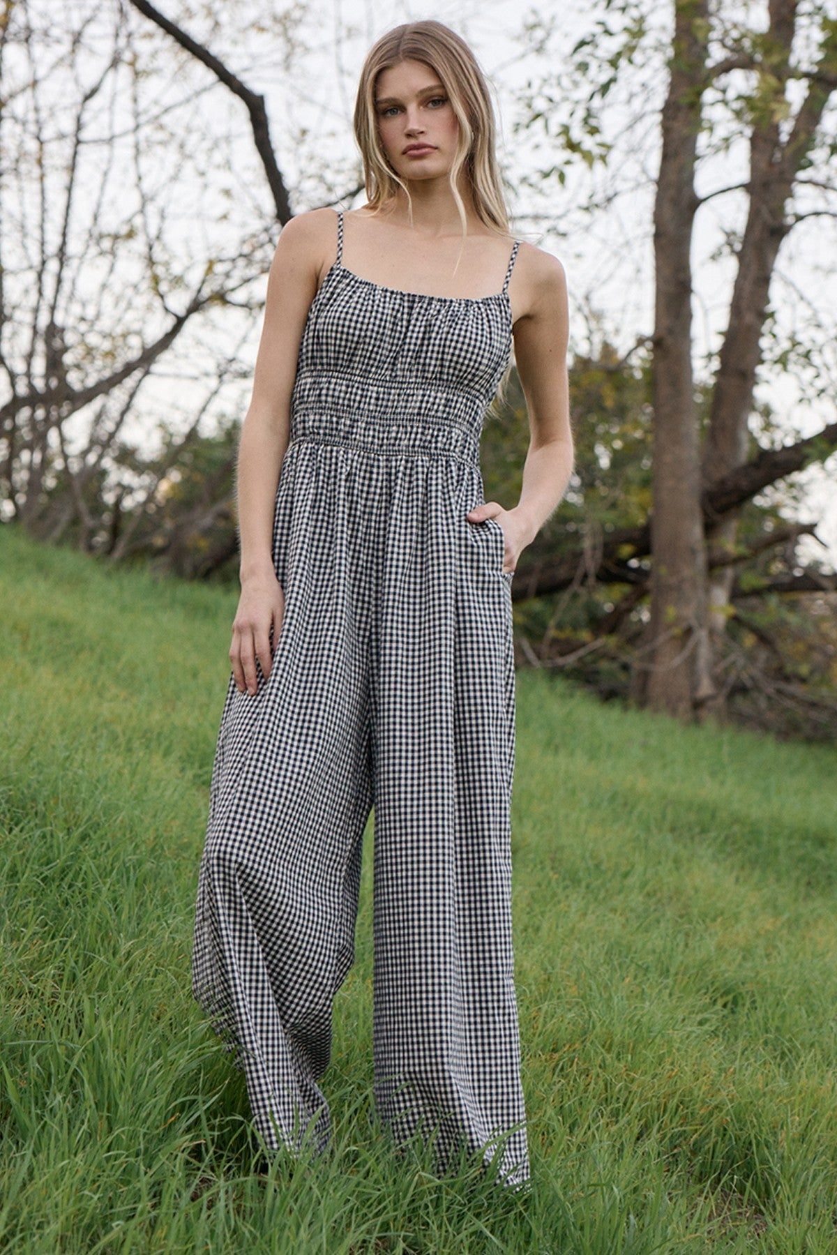 Georgia Gingham Wide Leg Jumpsuit