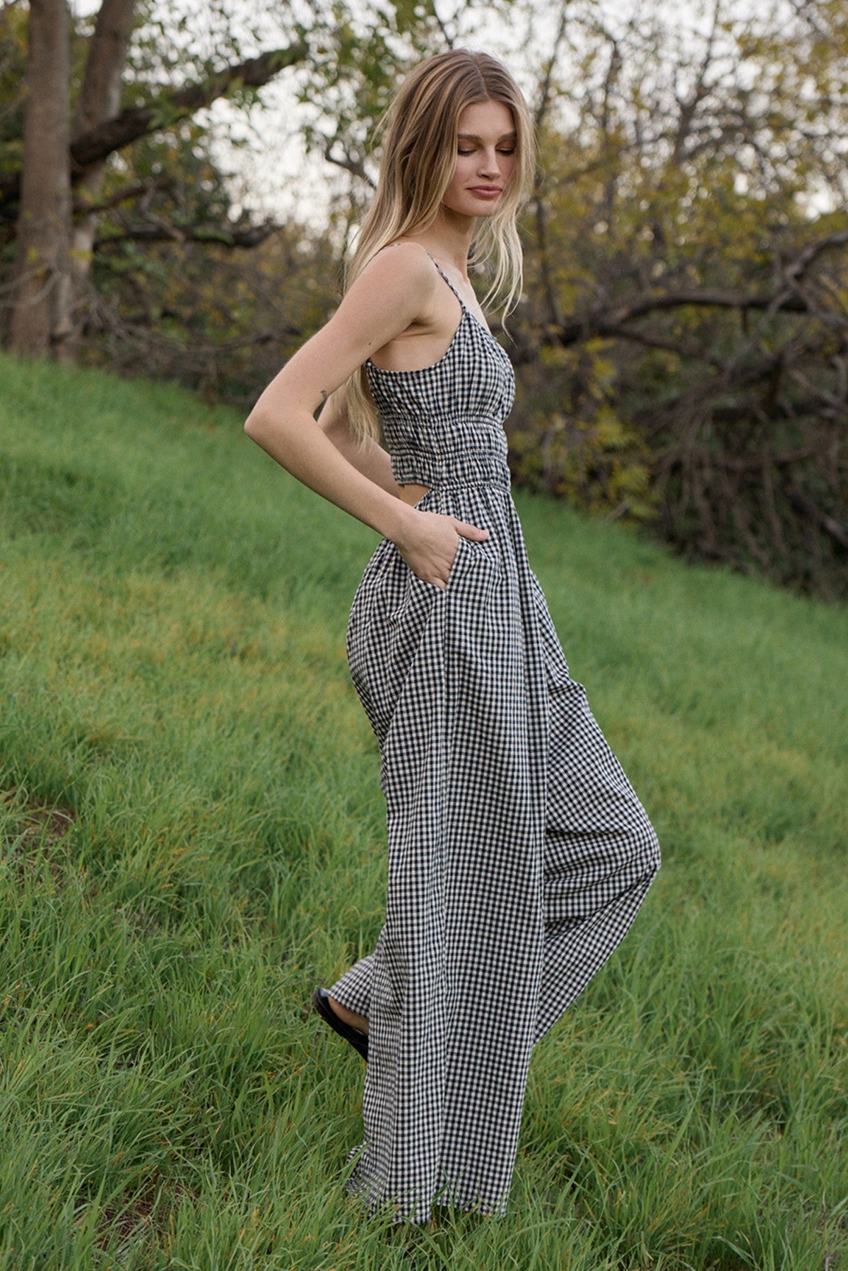Georgia Gingham Wide Leg Jumpsuit