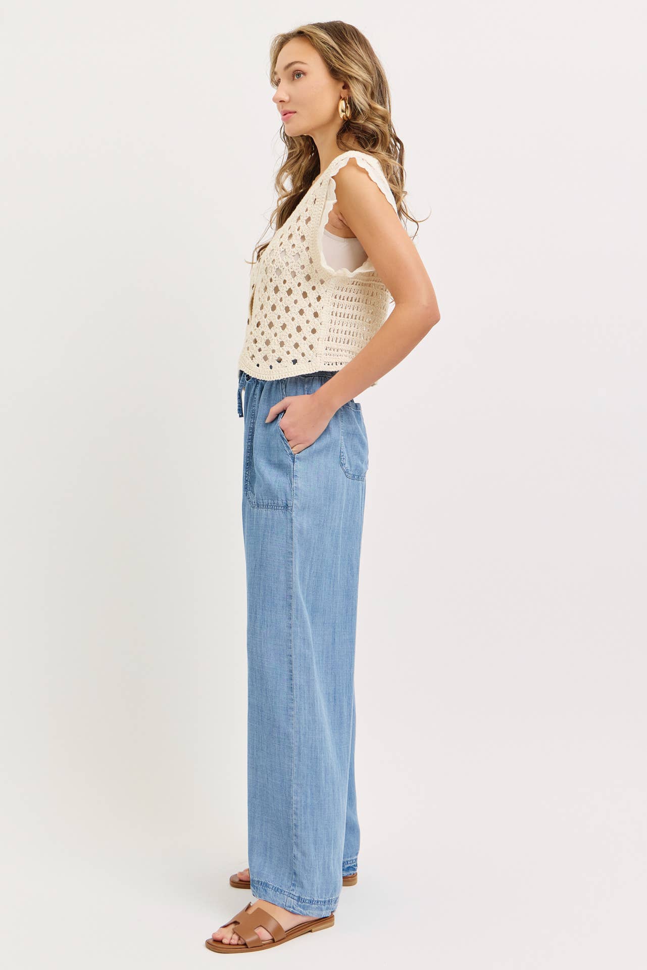 Spenser Light Denim Tie Waist Pants