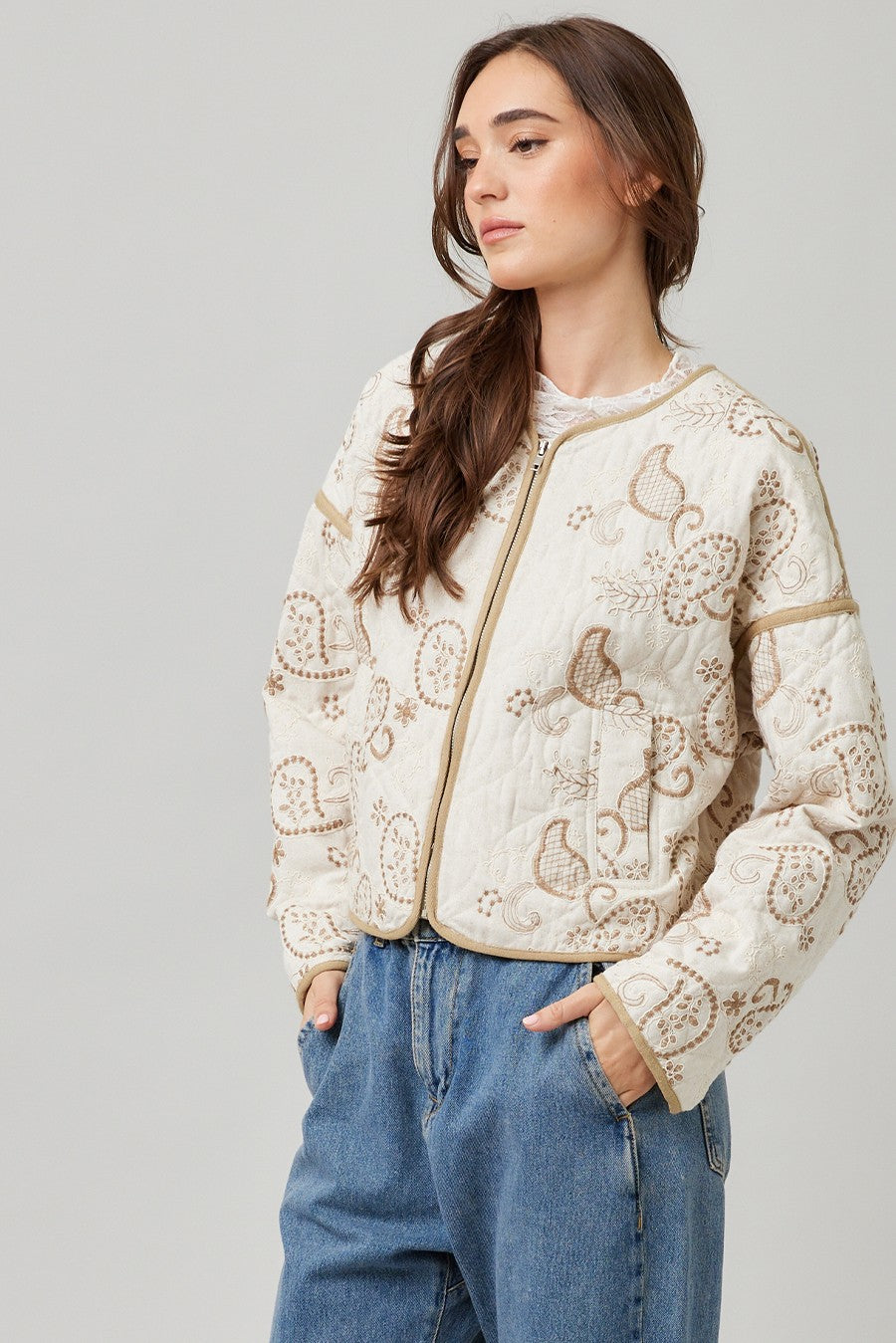 Paisley Quilted Embroidered Jacket