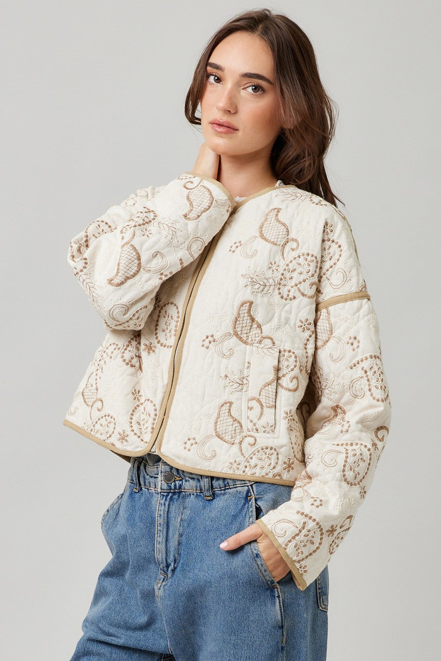 Paisley Quilted Embroidered Jacket