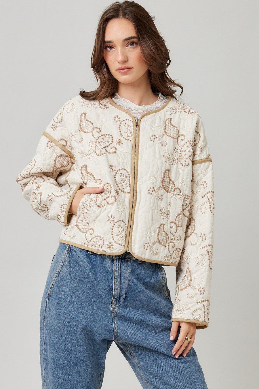 Paisley Quilted Embroidered Jacket