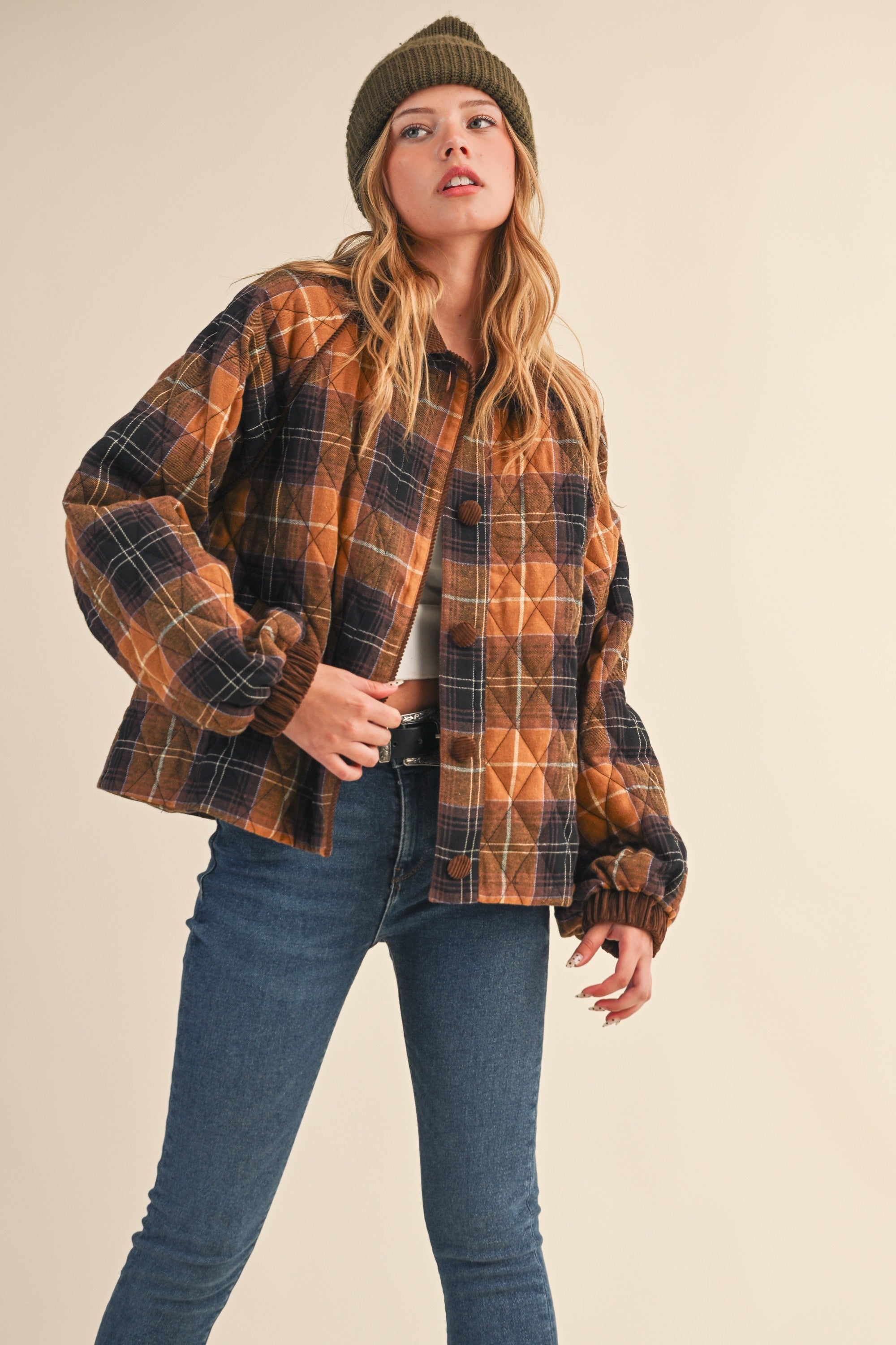 Priya Plaid Quilted Jacket
