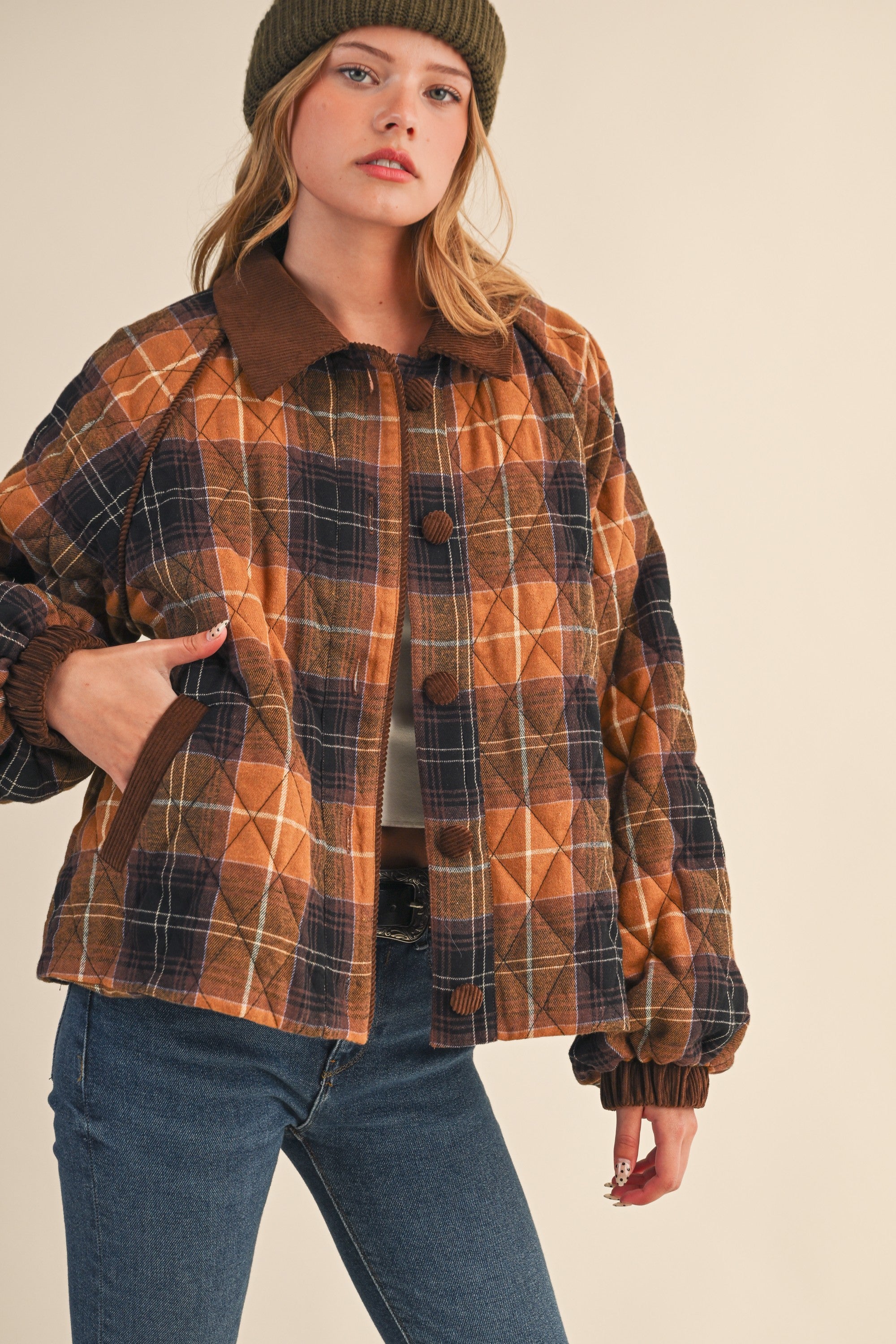 Priya Plaid Quilted Jacket