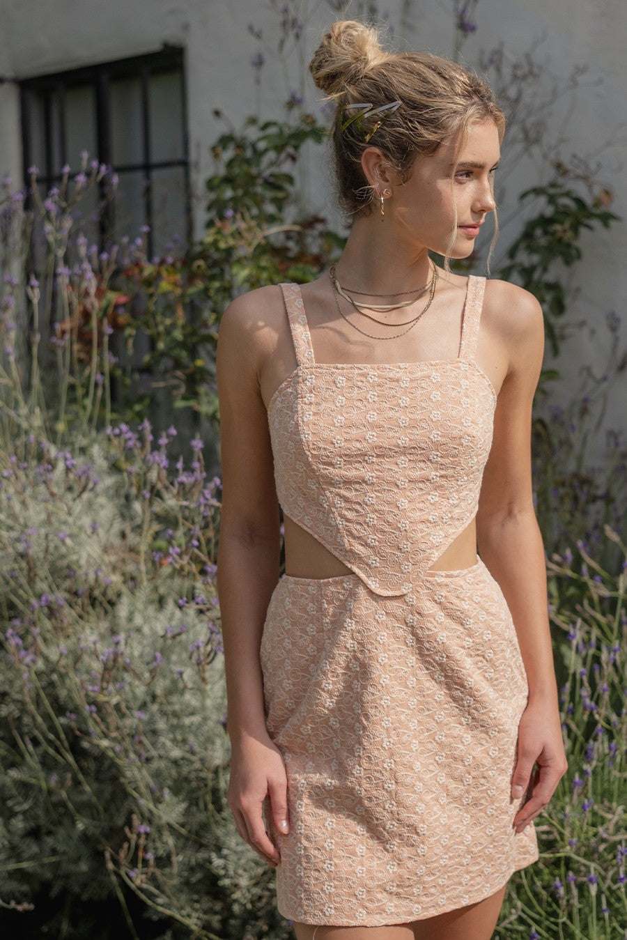 Peach Picnic Cutout Mini Dress