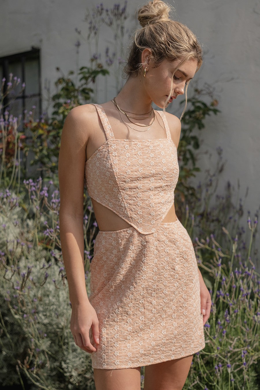Peach Picnic Cutout Mini Dress