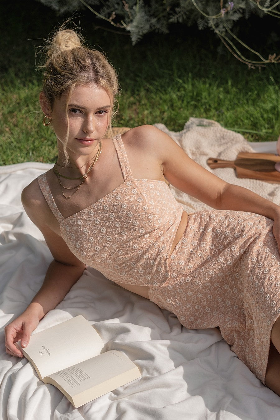 Peach Picnic Cutout Mini Dress
