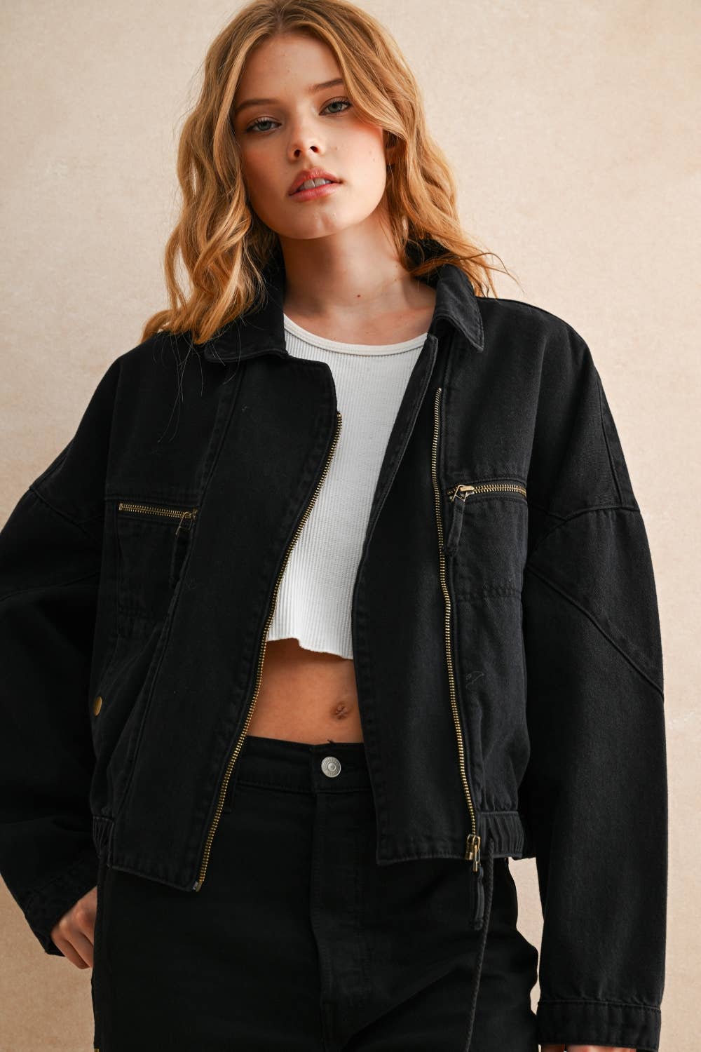 Urban Train Cotton Moto Jacket in Black