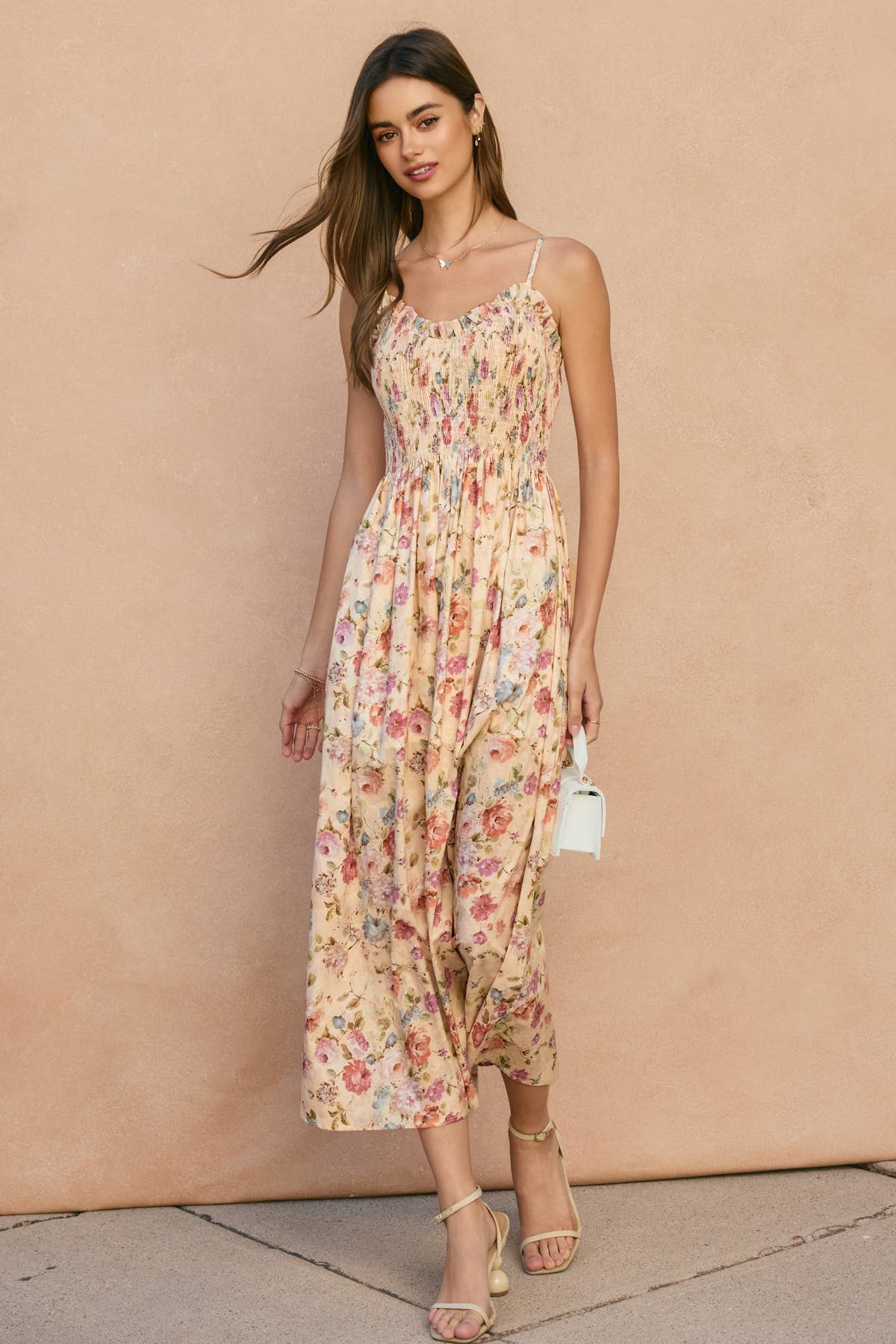 Roselyn Smocked Floral Midi Dress