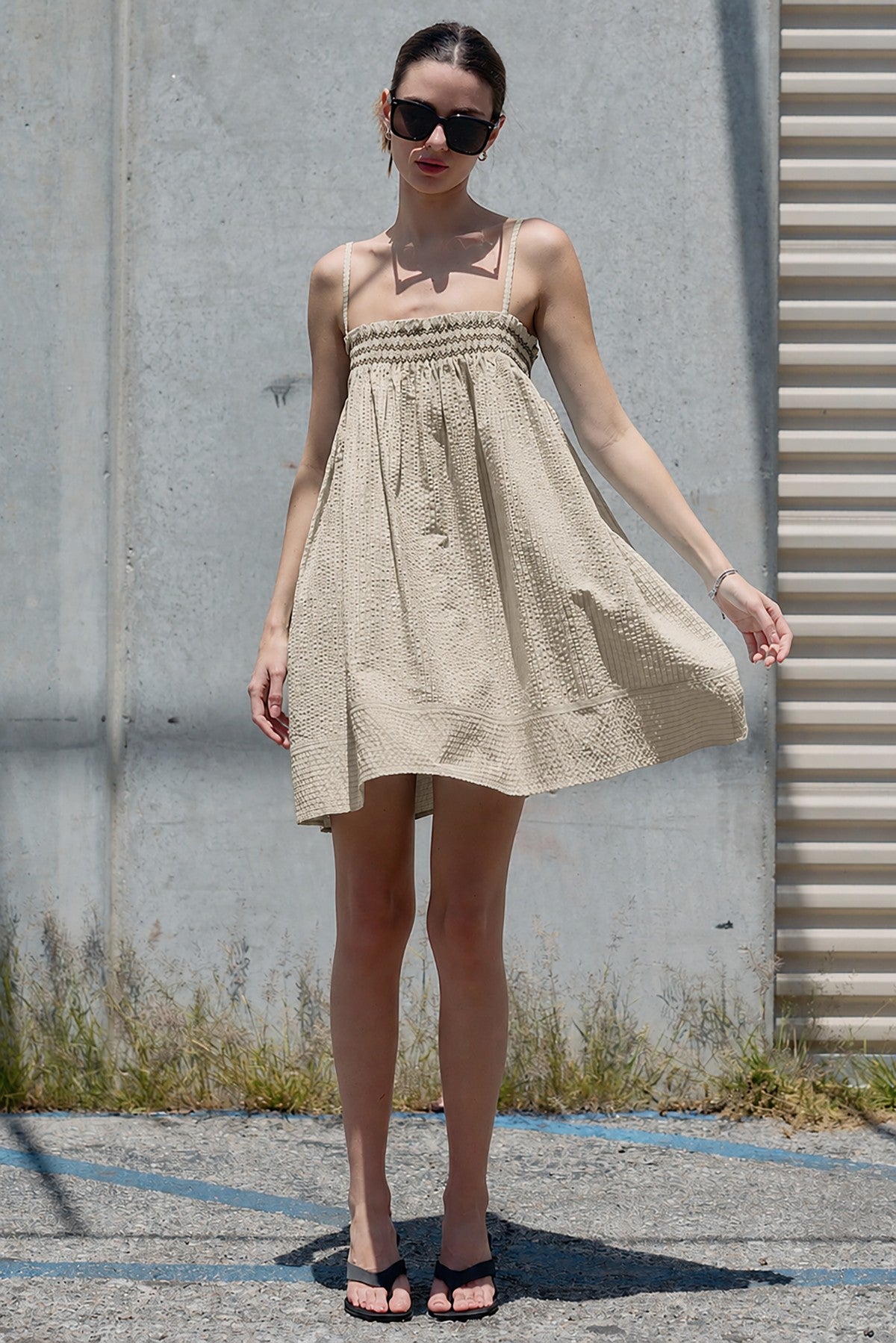 Sunny Smocked Stripe Cami Dress