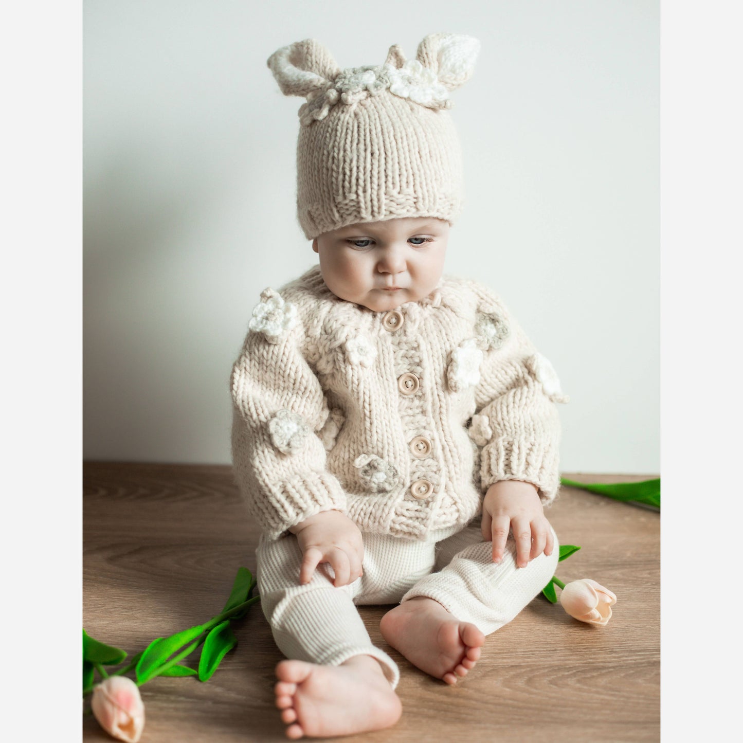 Cream Flower Baby Cardigan