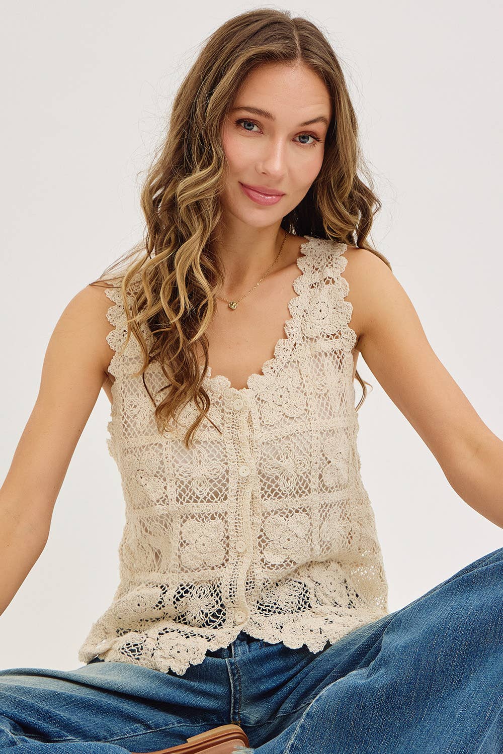Beckett Floral Feel Crochet Tank