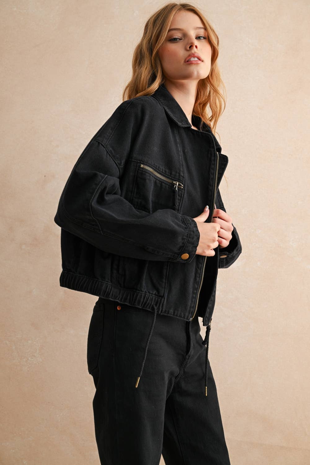 Urban Train Cotton Moto Jacket in Black