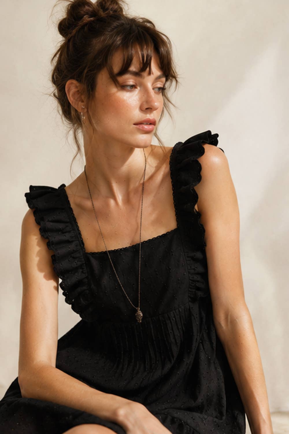 Dotty Eyelet Ruffle Babydoll Dress