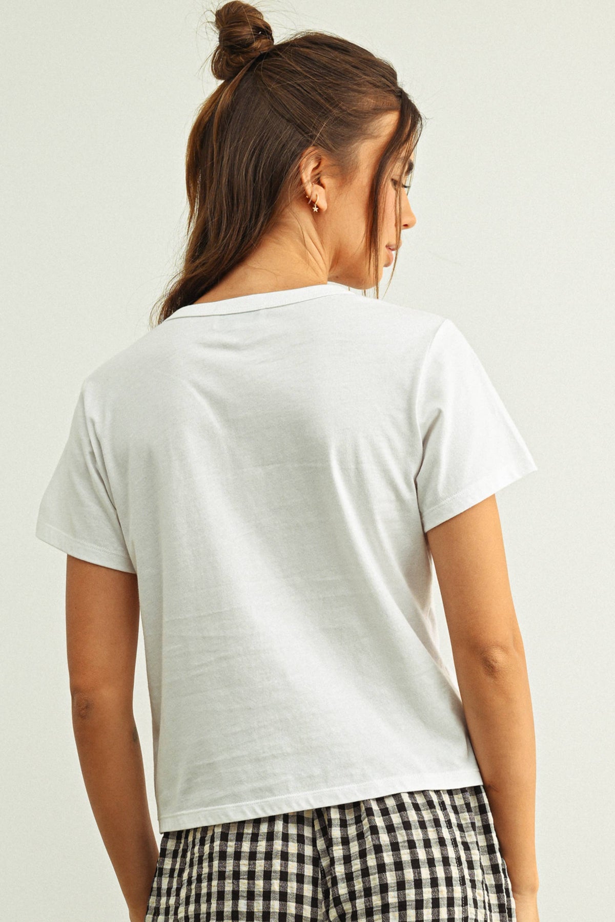 Patch Gingham Cotton Top in White & Black
