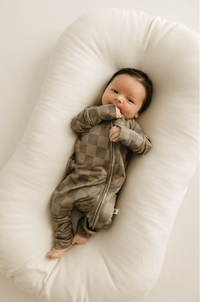 Brown Checkerboard Zip Pajamas