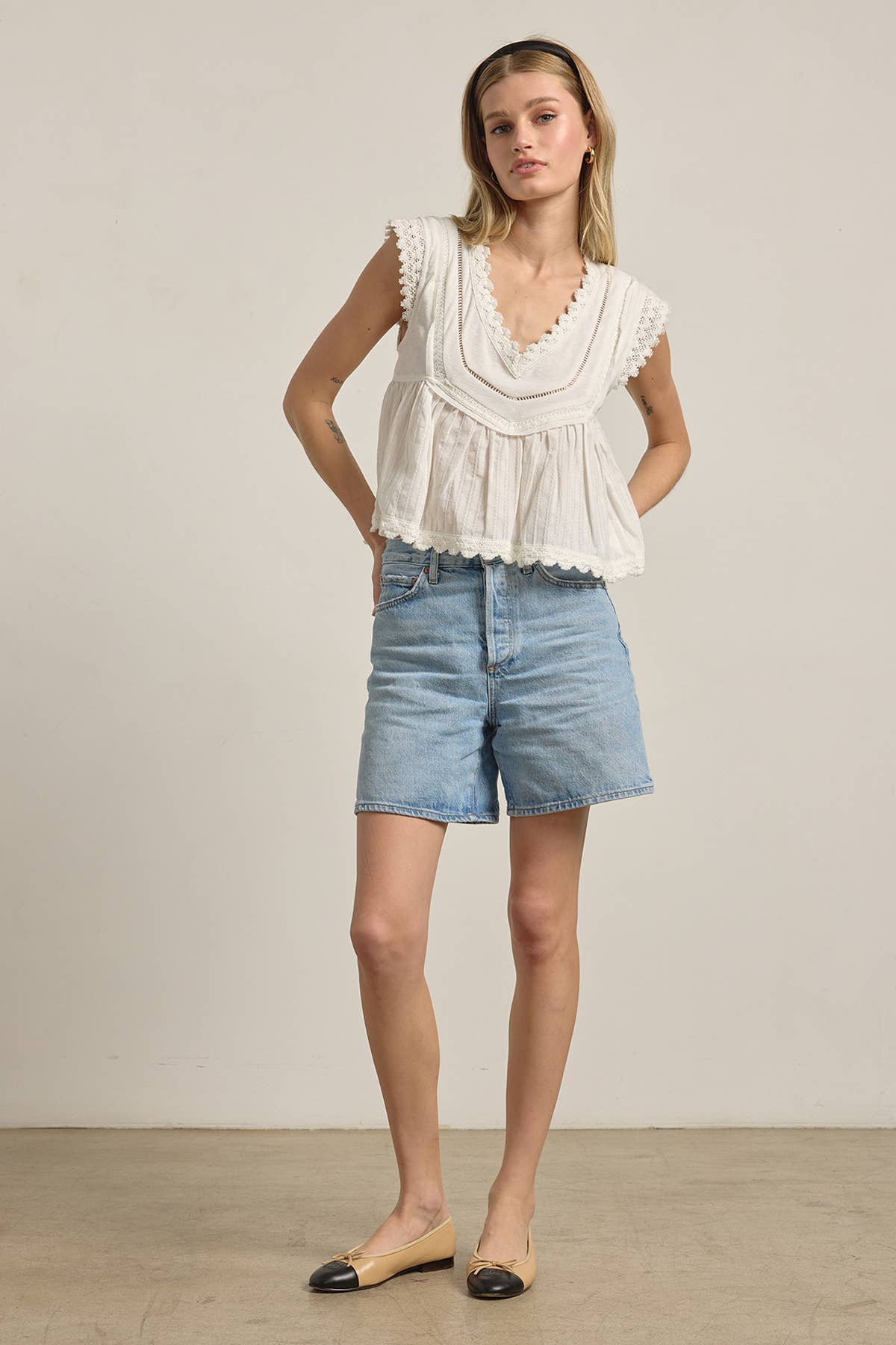 Rosalie Vintage Lace Peplum Top in Ivory