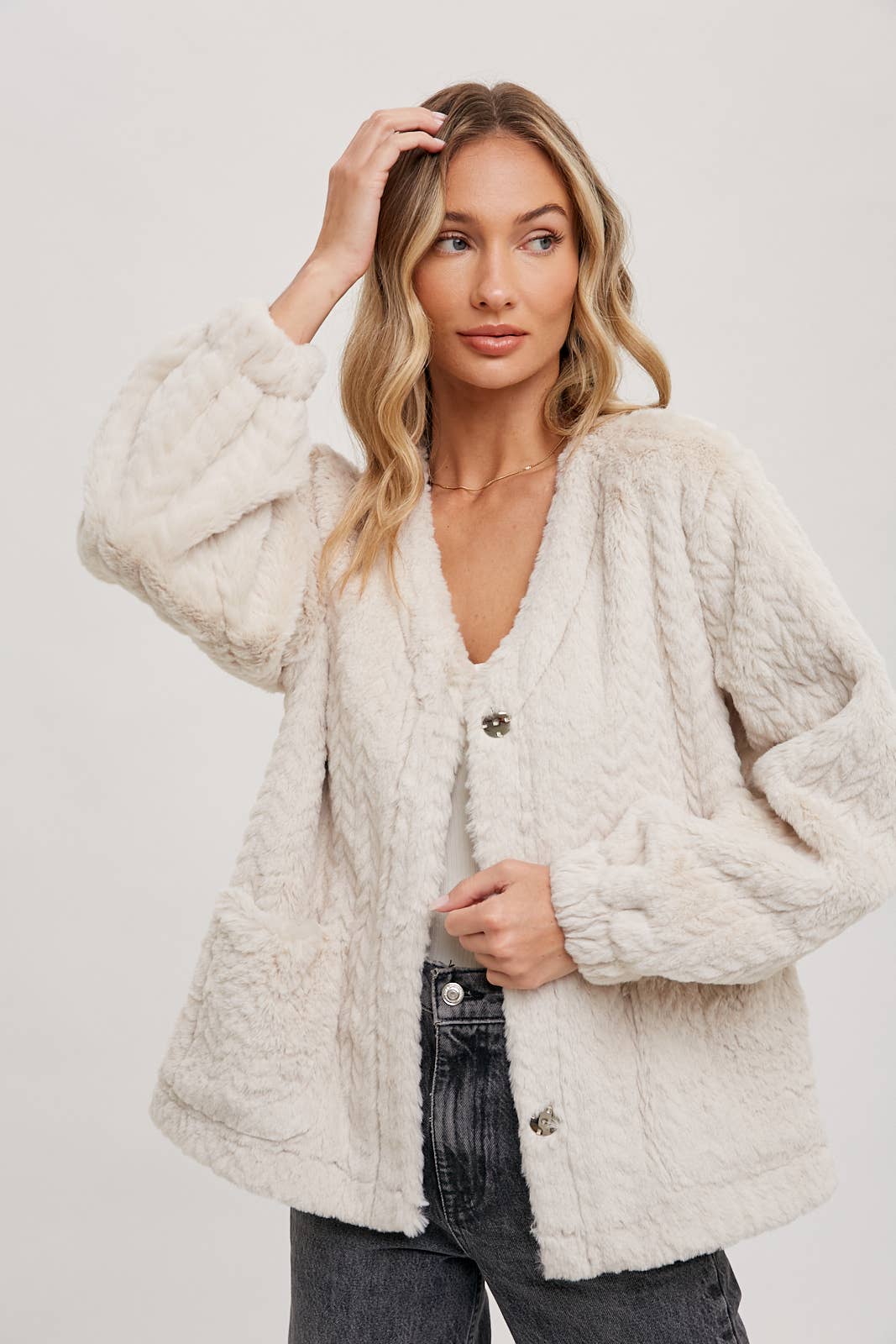 Always Eco Fur Jacket in Cream