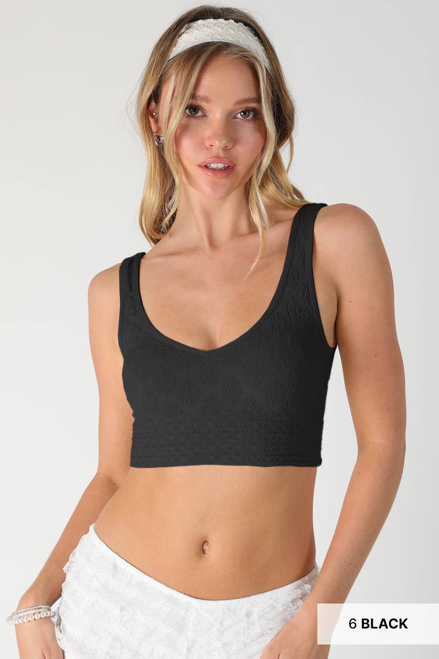 Reversible Texted Lace Bra Top in Black