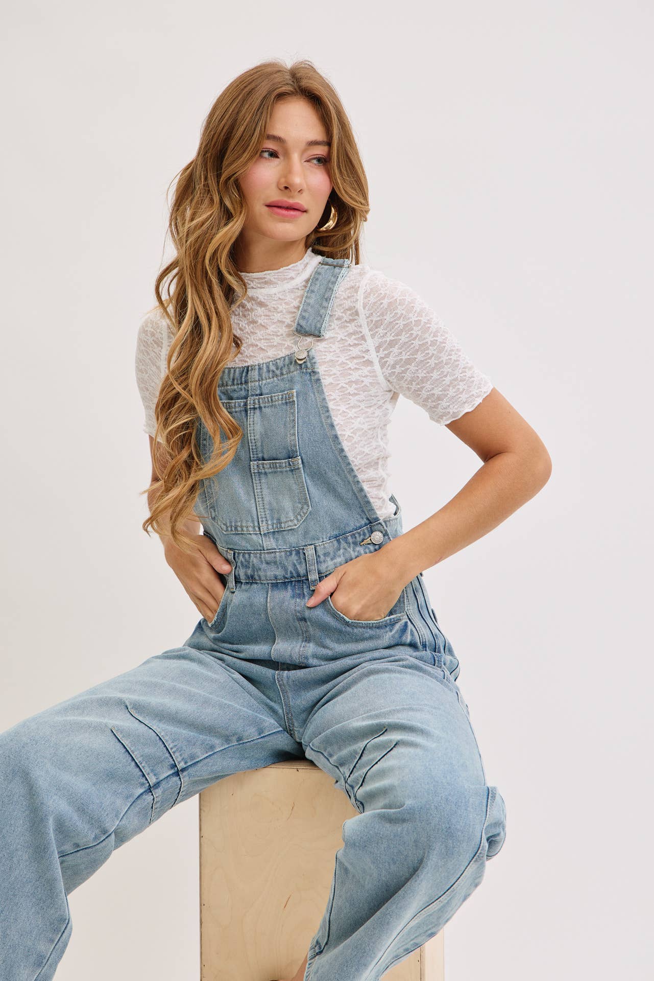 Aiden Barrel Leg Denim Jumpsuit in Denim