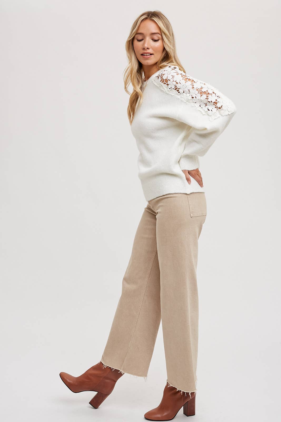 Ally Crochet Contrast Sweater