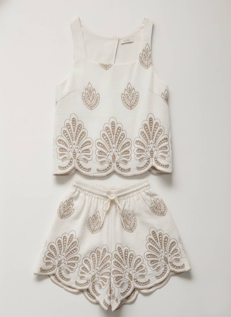 Birdie Embroidered Short Set