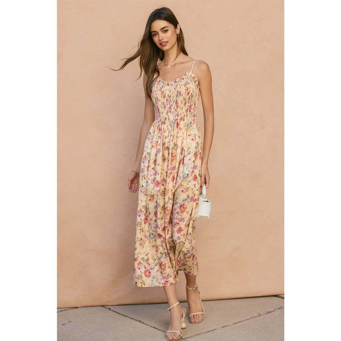 Roselyn Smocked Floral Midi Dress