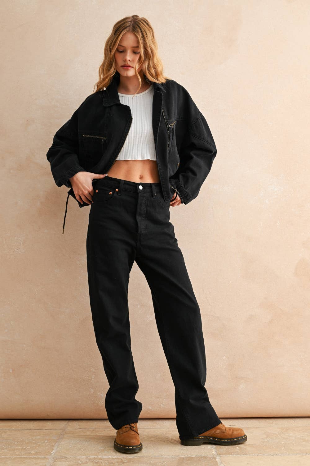 Urban Train Cotton Moto Jacket in Black