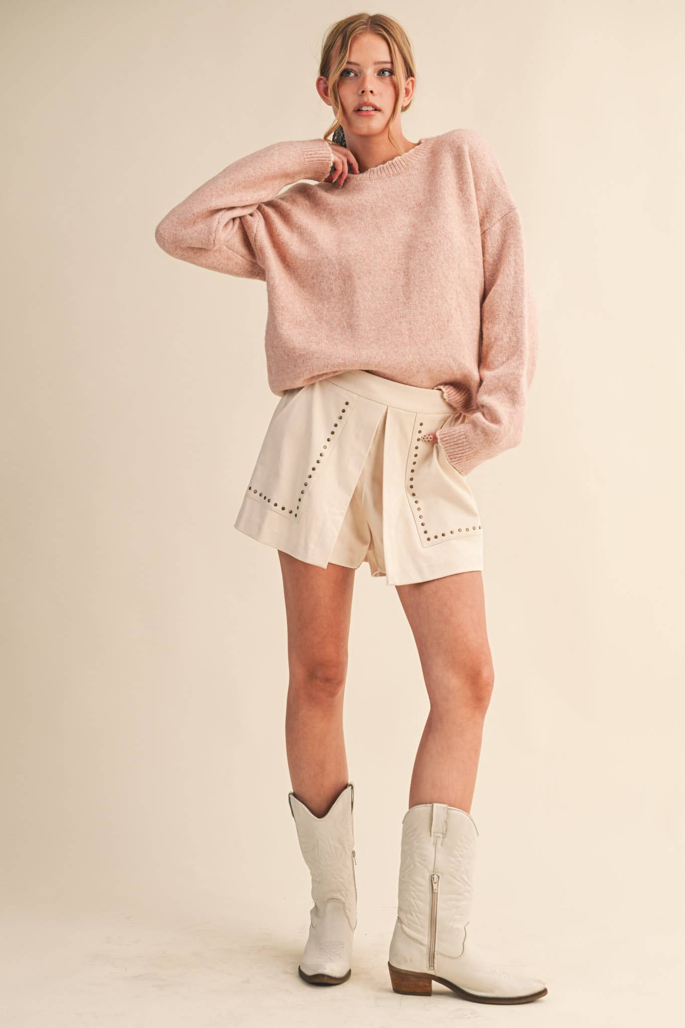 Fiona Contrast Scallop Knit Sweater