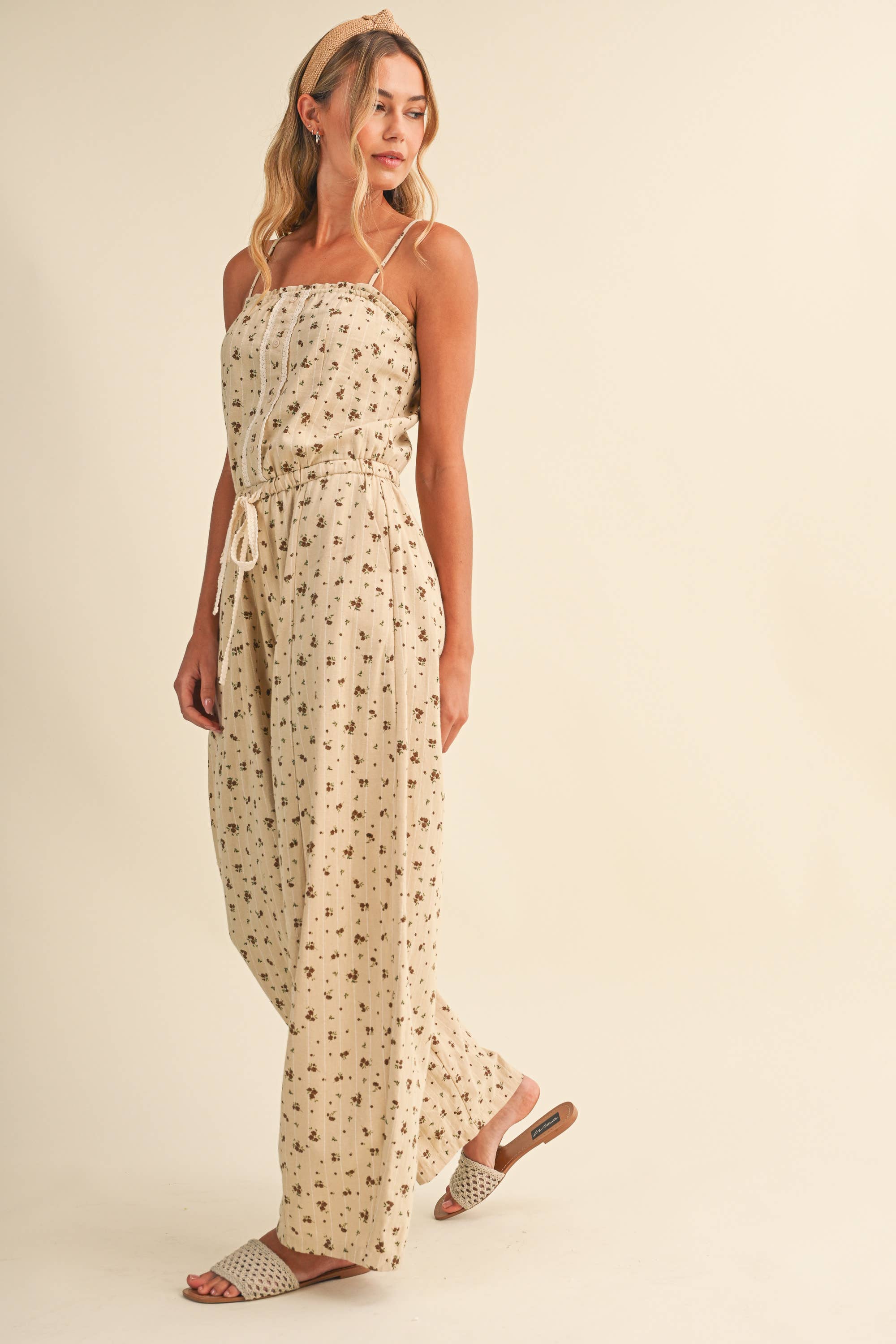 Ryanne Ditsy Floral Barrel Jumpsuit