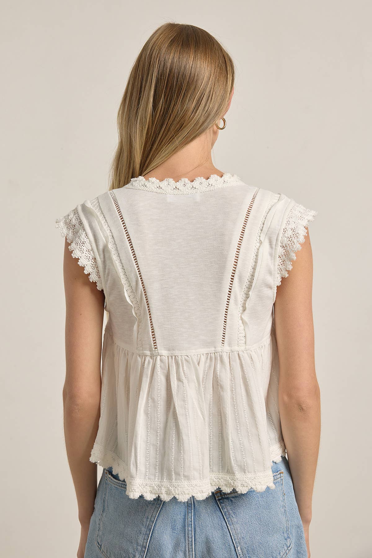 Rosalie Vintage Lace Peplum Top in Ivory